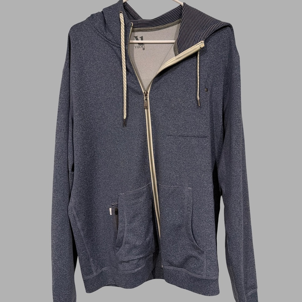 Vuori Men's Seaside Full-Zip Hoodie - Blue Sea Heather